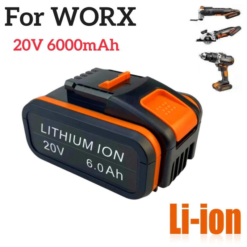 20V, 6.0 Ah Batterie de rechange aste au lithium-ion d'origine Worx WA3551, WA3553 WX176 WX550 WX386 WXino 3 WXgain, WX800,WU268