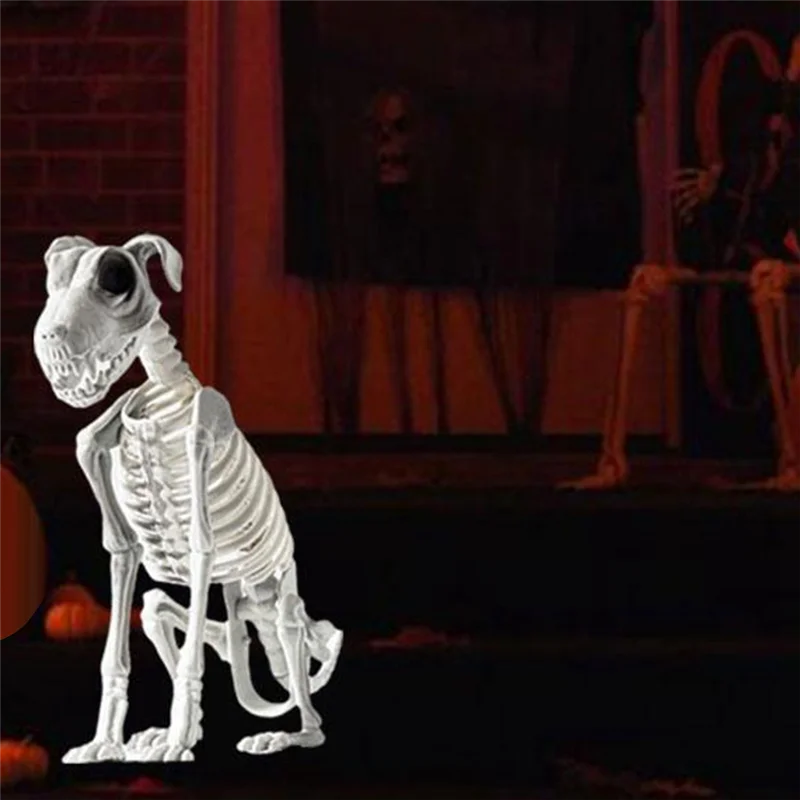 ABGN Хэллоуин сидящий скелет собаки страшный жуткий скелет сидящей собаки с острыми зубами Хэллоуин герб украшение
