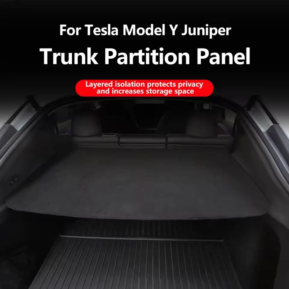 For Tesla ModelY Juniper 2025 Retractable Trunk Cargo Cover Rear Luggage Carrier Curtain Partition Baffle Plate Auto Accessories
