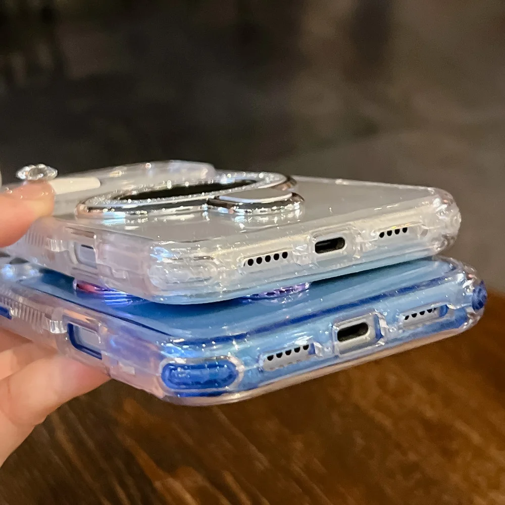 SHS بريق شفاف مرآة المغناطيسي حامل حافظة آيفون 17 برو ماكس 16 15 14 زائد 13 12 11 الثقيلة درع غطاء مقاوم للصدمات