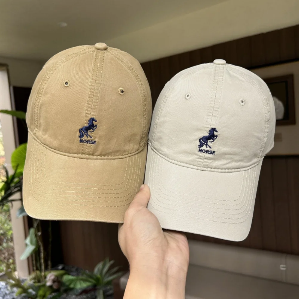 Unisex Summer Baseball Cap Men Women Cotton Hats Simple HORSE Embroidery Cap Casual Sunshade Caps Adjustable Soft Sports Hat