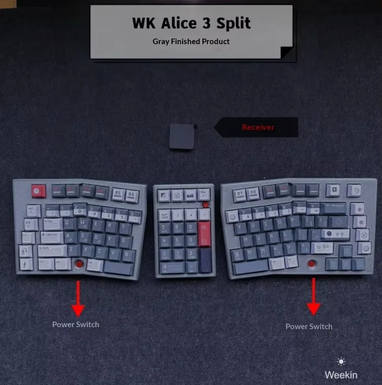 Weekin WK Alice 3 Split Wireless Keyboard 2.4g Single Mode Mechanical Keyboard Support Vial Single Mode Keyboard Kit PC Gift