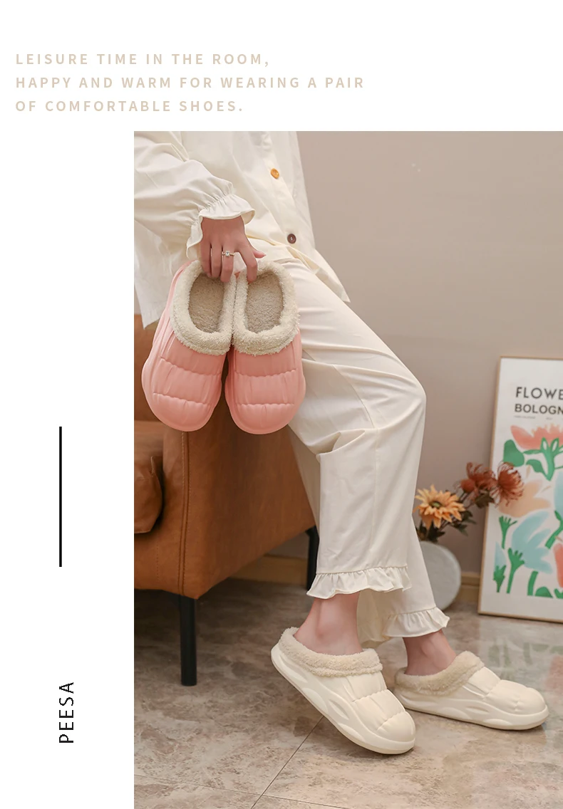 Men's Home Clogs 2024 New Winter Comfortable Slippers Plush Lining Shoes Soft Woman House Warm Clogs High Quality waterproof