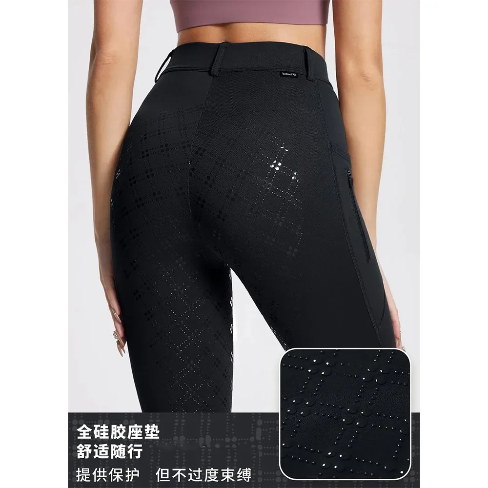 Thickened riding pants full silicone non-slip wear-resistant elastic equestrian pants fall and winter breeches padded