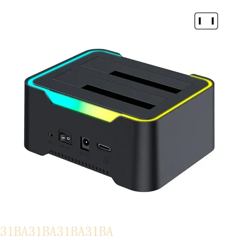 

31BA Double Bay Type C до SATA3.0 Док -станция жесткого диска для чтения жестких дисков.