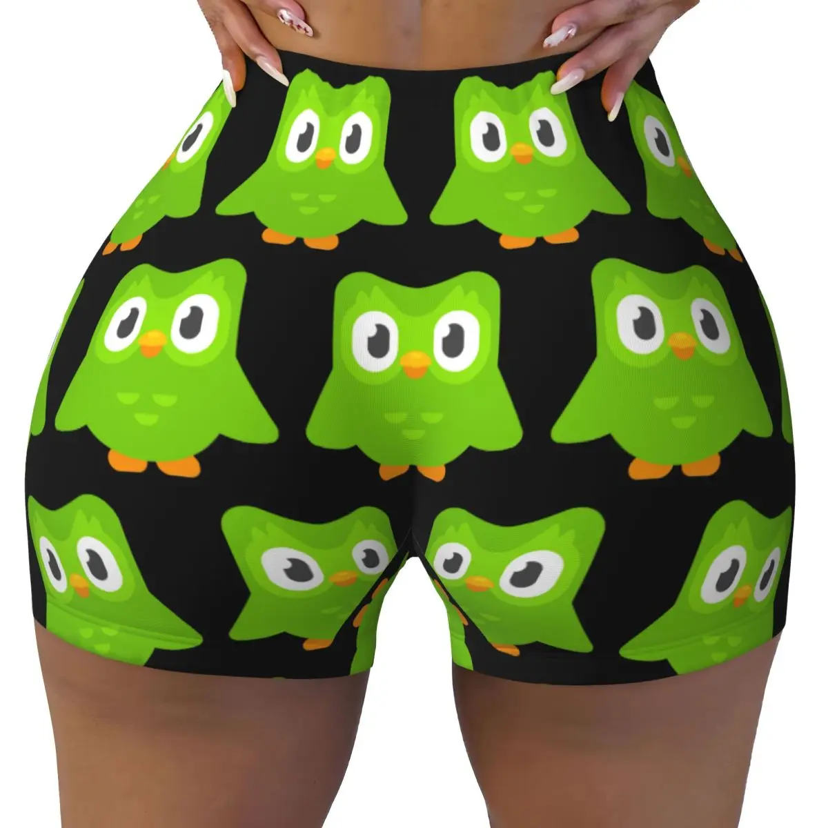 

Пользовательские шорты для йоги Duolingo Owl Duo, женские шорты для тренировок в тренажерном зале, спортивные шорты для волейбола, байкерские шорты