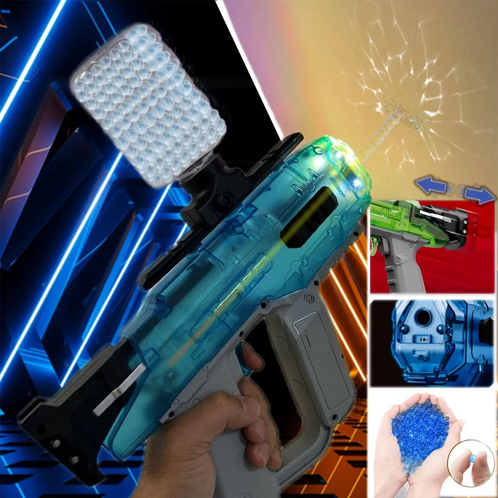 Electric Gel Toy Gun Fully Automatic High Speed Launcher Outdoor Team Shooting Fighting Game Color Light Water Bullet Gun