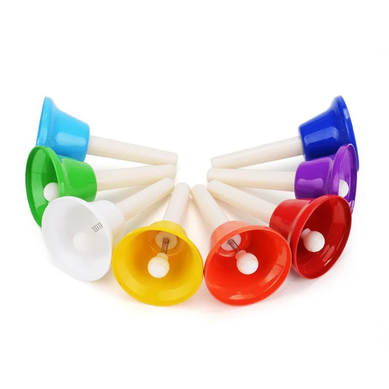 Orff 8 Notes Colorful Hand Bell Musical Instrument Set Musical Toy for Children Baby Early Education