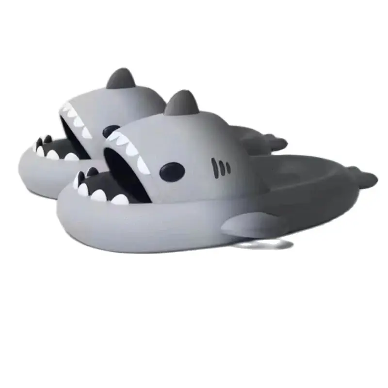 Women & Men Bedroom Cotton Slippers 2024 Summer New Casual Soft Non-slip Thick Sole Couple Sandals Shark Shower Slippers  Y0001
