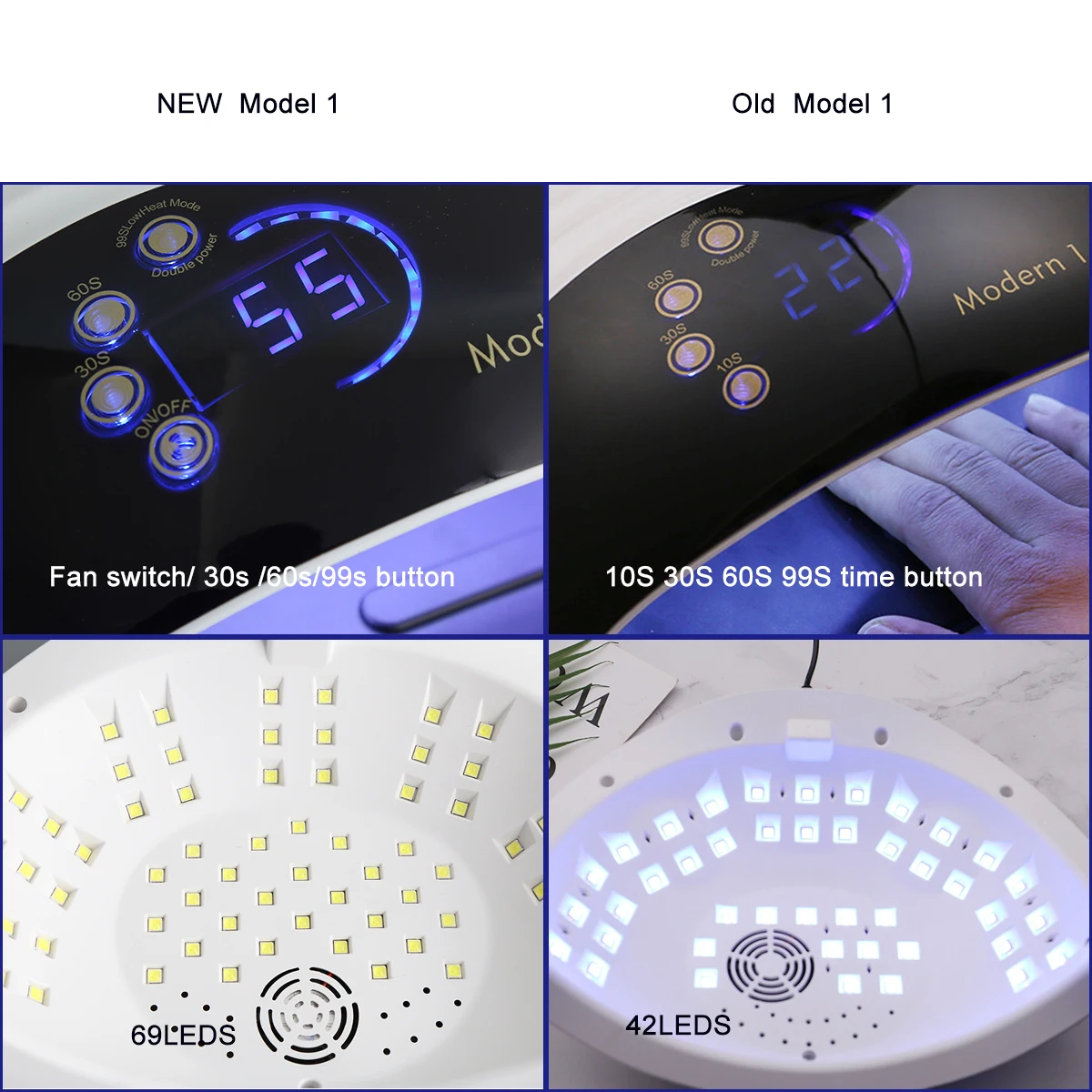 모던 고래 스케일 디자인 네일 드라이어 기계, 대형 LCD 스크린, 자동 감지 네일 램프, 42 LED, 빠른 건조 UV LED 램프, 신제품