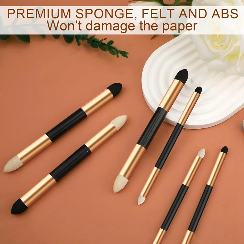 6Pcs Artist Blending Sponge Pen, 2 Sizes Double-Headed Detail Blending Stump Pen Sketch Pen Brush