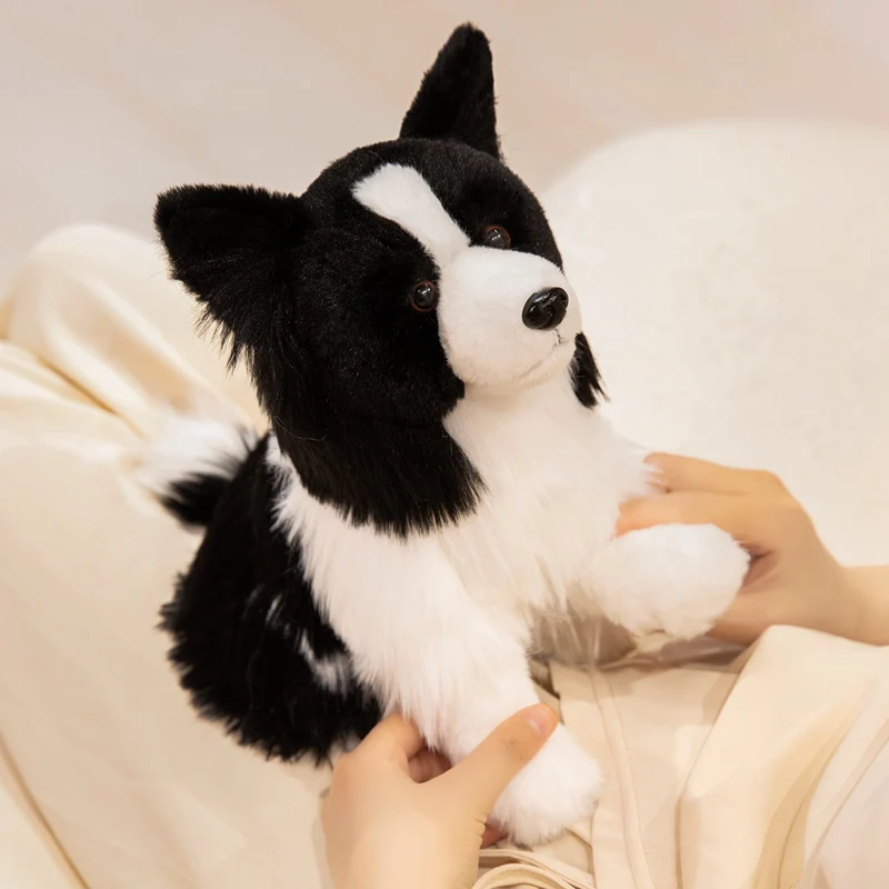 Simulation Border Collie Stuffed Lifelike Plush Toy Smart Dog Pet Comfort Doll Party Props Gifts
