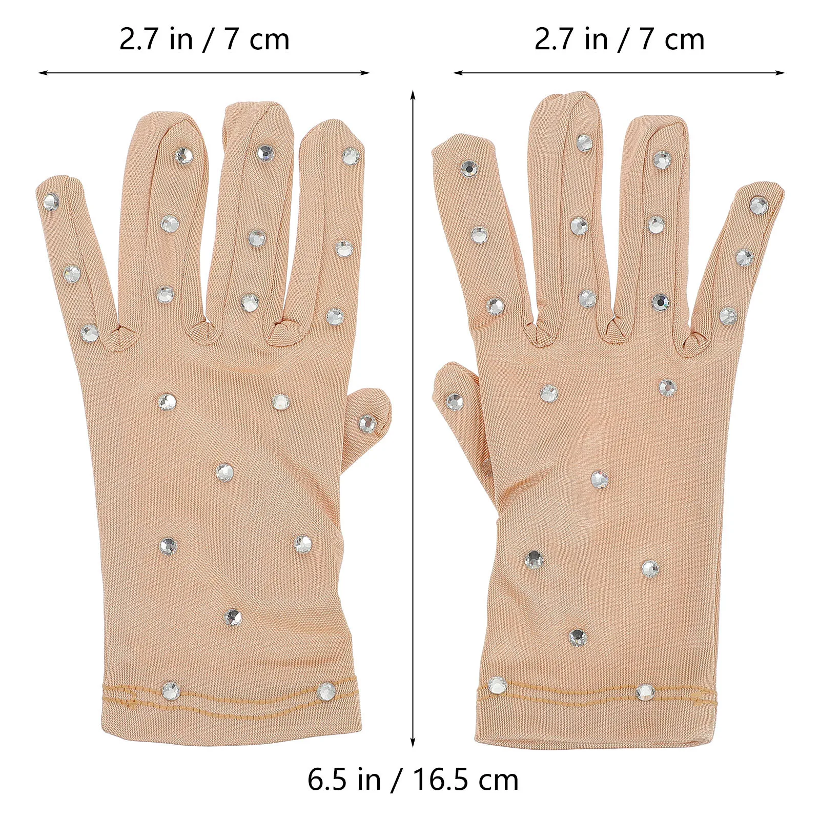 Guanti in spandex con strass diamantati per pattinaggio su ghiaccio Fibra elastica termica Protezione per il calore delle mani Prestazioni durevoli