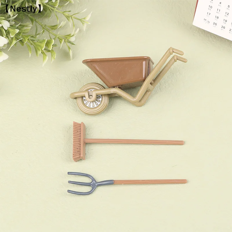 1:12 Brick Field Garden Farm Scene Tool Set DIY Handmade Doll House Miniature Construction Cart Tool Ornament 〔Nest〕
