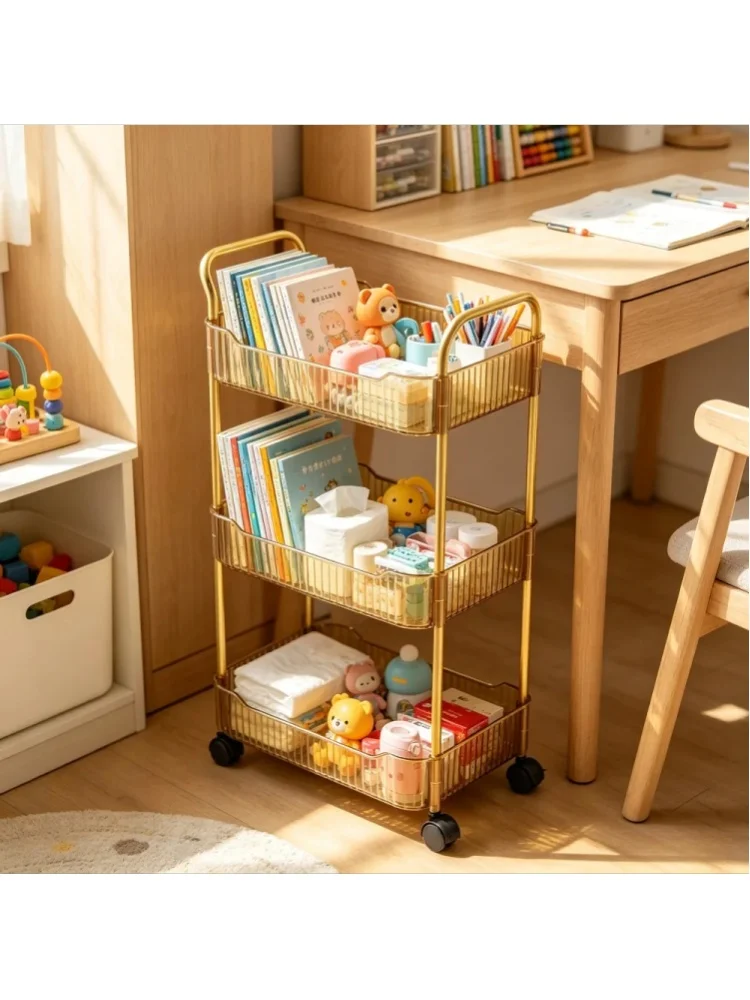 Mobiles Regal mit Rollen Mehrstöckiges Aufbewahrungsregal Haushaltswagen für Snacks Kosmetik Kleinteile Organizer 4-stöckiger Rollwagen