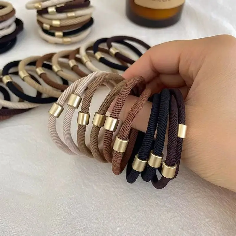 

5pcs/Simple Basic Head Rope Rubber Band Female Maillard High Elastic Head Rope Temperament Ponytail Hair Rope Hair Ring