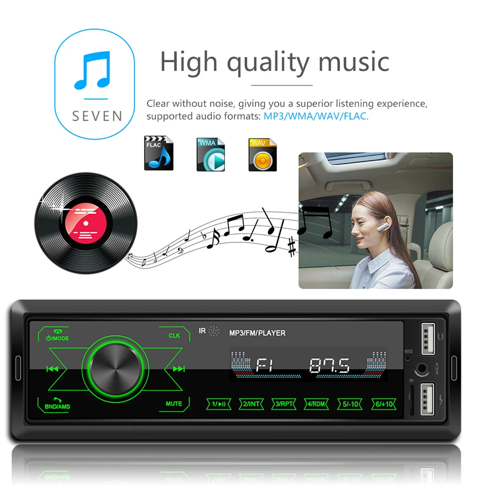راديو سيارة camcho-ستيريو ، 1 din ، fm ، بلوتوث ، mp3 ، مشغل صوت ، handfree ، رقمي ، usb/sd ، مع مدخل aux