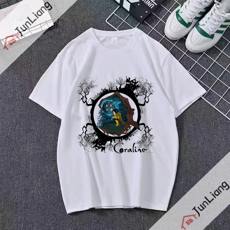 Summer Fashion Women's T-shirt Harajuku Caroline T-shirt Women's Horror Pop Culture Burton Graphic T-shirt High quality top