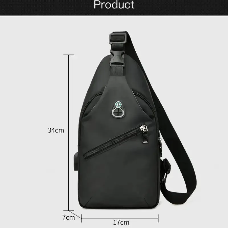 Men Fashion Laptop Waist Packs Trendy Computer Chest Bag Usb Shoulder Bag Leisure Chest Bag Large Capacity Crossbody Bag