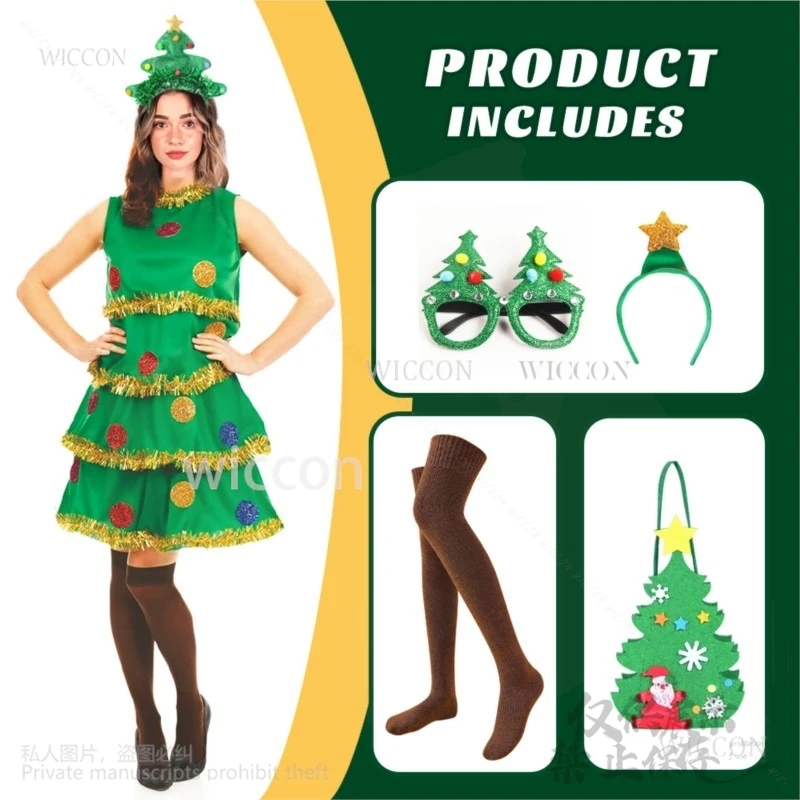 Accessoires de Costume de Cosplay de Sapin de Noël pour Femme, Chapeau, Elfe, Barrage, Robe, Jupe Lolita, Sac, Vêtements de Sauna, Halloween, Trempé, Personnalisé, Anime, 2024