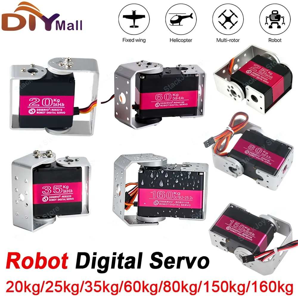 

RC Steering Servo 20/25/35/60/80/150/160kg High Torque Dual-Axis Digital Servo RDS Series For Fixed wing Helicopter Robot Car