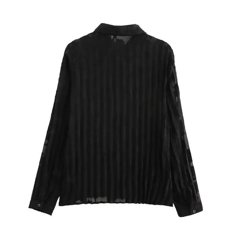 Bequemer langer Sve Damen-Irt Flurnout-Druck, halbtransparent, plissiert, 2024, Herbst-Winter, Neuankömmling, Faion