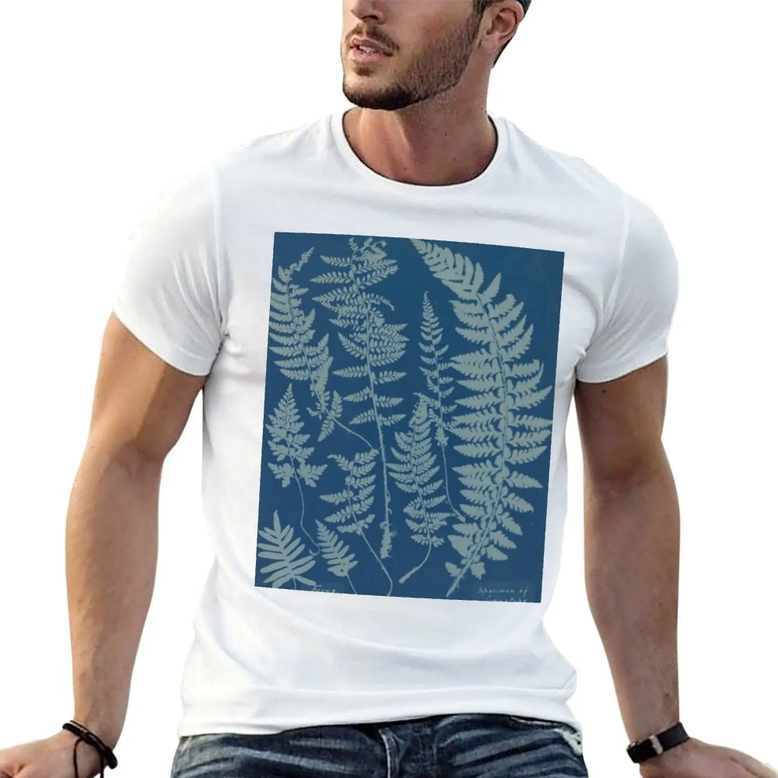 Anna Atkins Ferns. Specimen of Cyanotype 1840s T-Shirt customs design your own luxury t-shirt men clothing