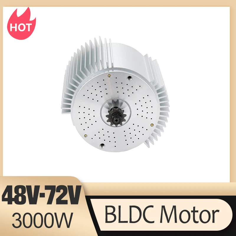 

Модернизированный высокоскоростной бесщеточный электродвигатель 72В 3000Вт с радиатором для переоборудования электровелосипедов, мотоциклов и электросамокатов