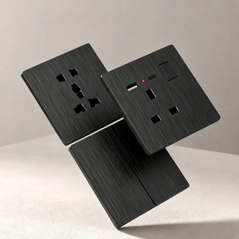 Ultra-Thin 6mm Black Wall Switch Modern Matte Finish 1-Gang Light Switch for Home&Office Slim Profile Electrical Switch Panel