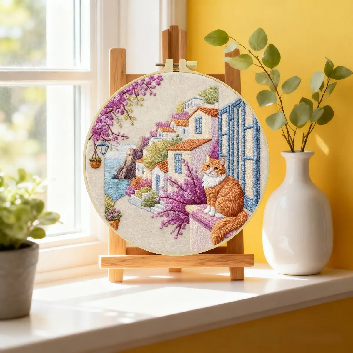 1pc 20X20CM/15X15CM 7.87/6.3inch House Embroidery Starter Kit DIY Kit DIY Embroidery Kit Manualidades Craft Painting Home Decor