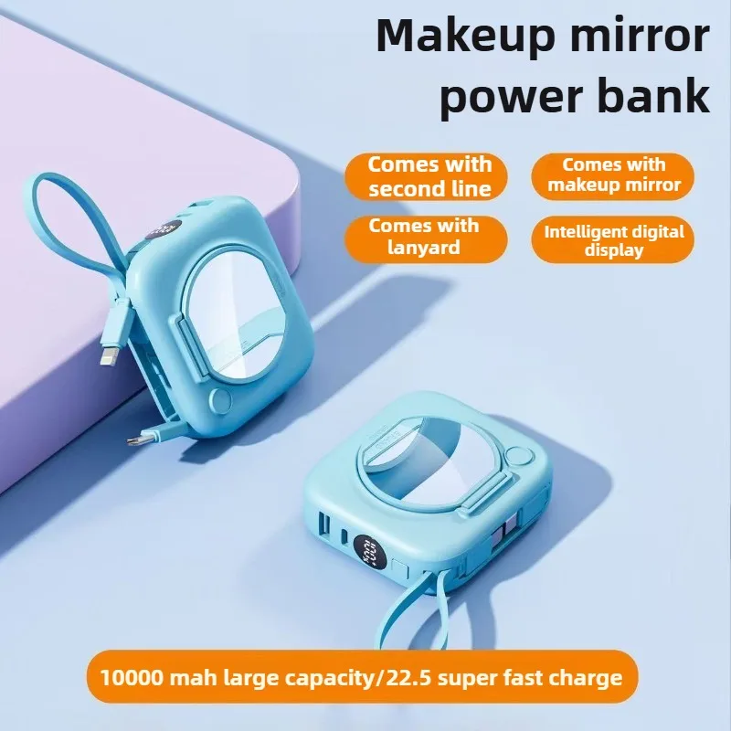 

Power Bank емкостью 10000 мАч с быстрой зарядкой, проводами для зарядки с постоянным подключением, для I-Phone и Android, портативные зарядные устройства
