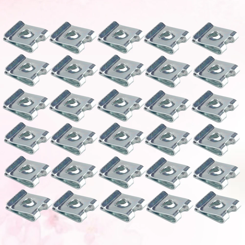 

50 Pcs Zinc U-shaped Reed Nut Nuts for Car Bumper Motorcycle Parts Fasteners Decoration