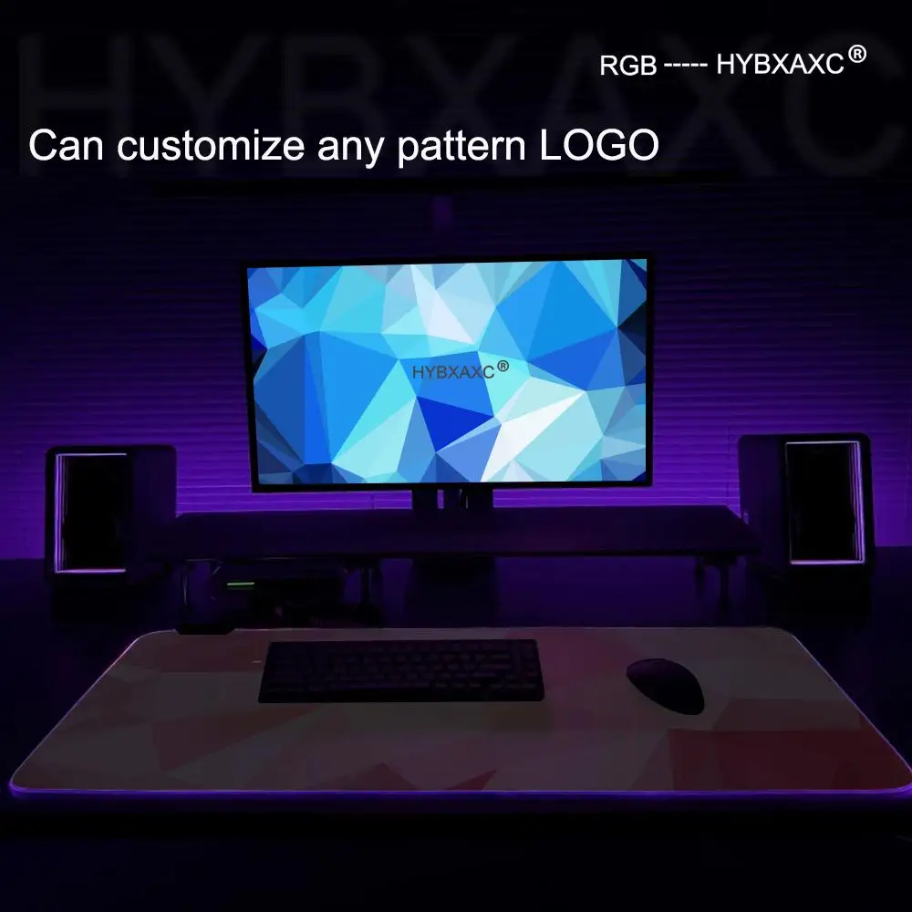 Geometric Art Mouse Pad RGB Gaming Mouse Pad Desk Mat HD Gamer Large LED Light XXL MousePads PC Computer Carpet