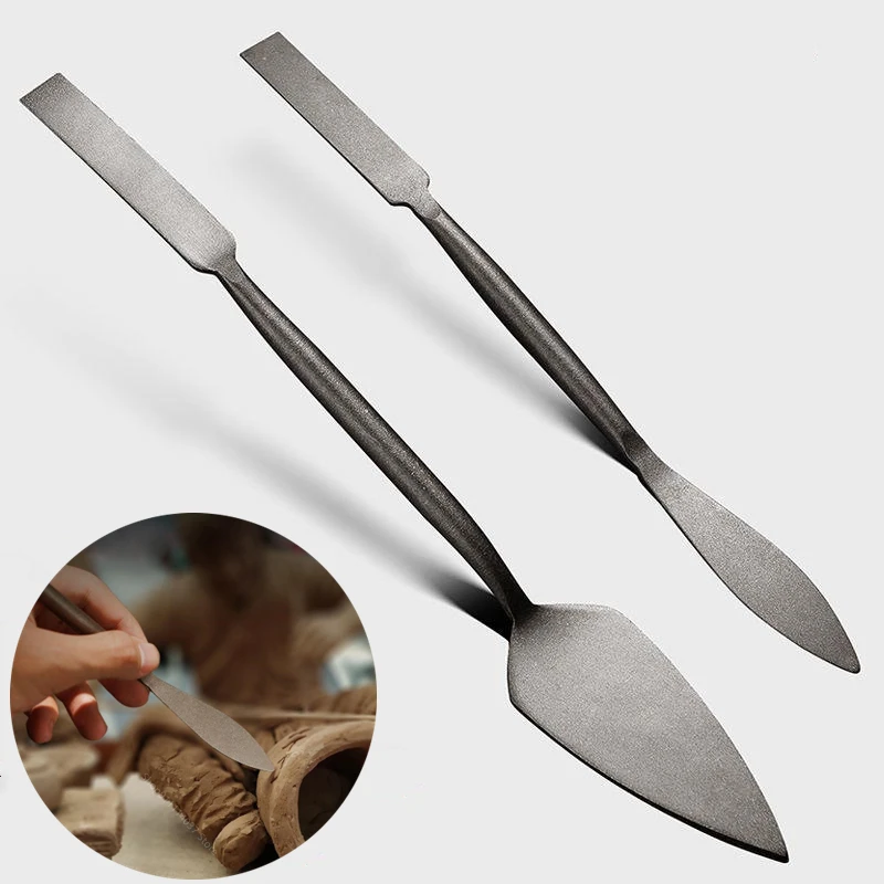 Double-Headed Carving Knife Manganese Steel Willow-shaped Clay Plastic Knife Small Shovel Scraper Finely Carved Pottery Tools