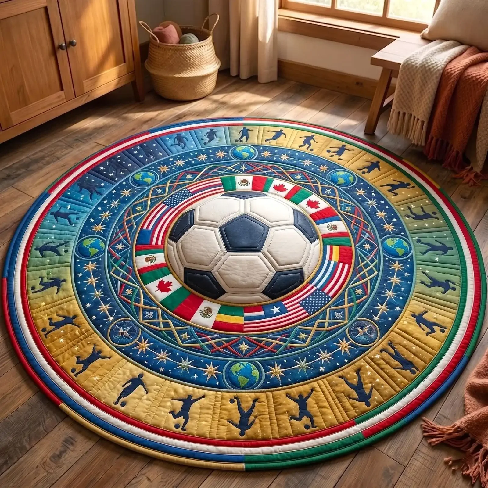 Cartoon Winding Road Round Rug Cars Houses Trees Print Playroom Floor Accent