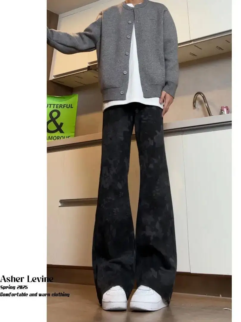 

Men's Snake Print Straight Leg Jeans mid Rise Long Tapered Bootcut Denim Cotton Blend Summer Faion Trendy Straight Cut