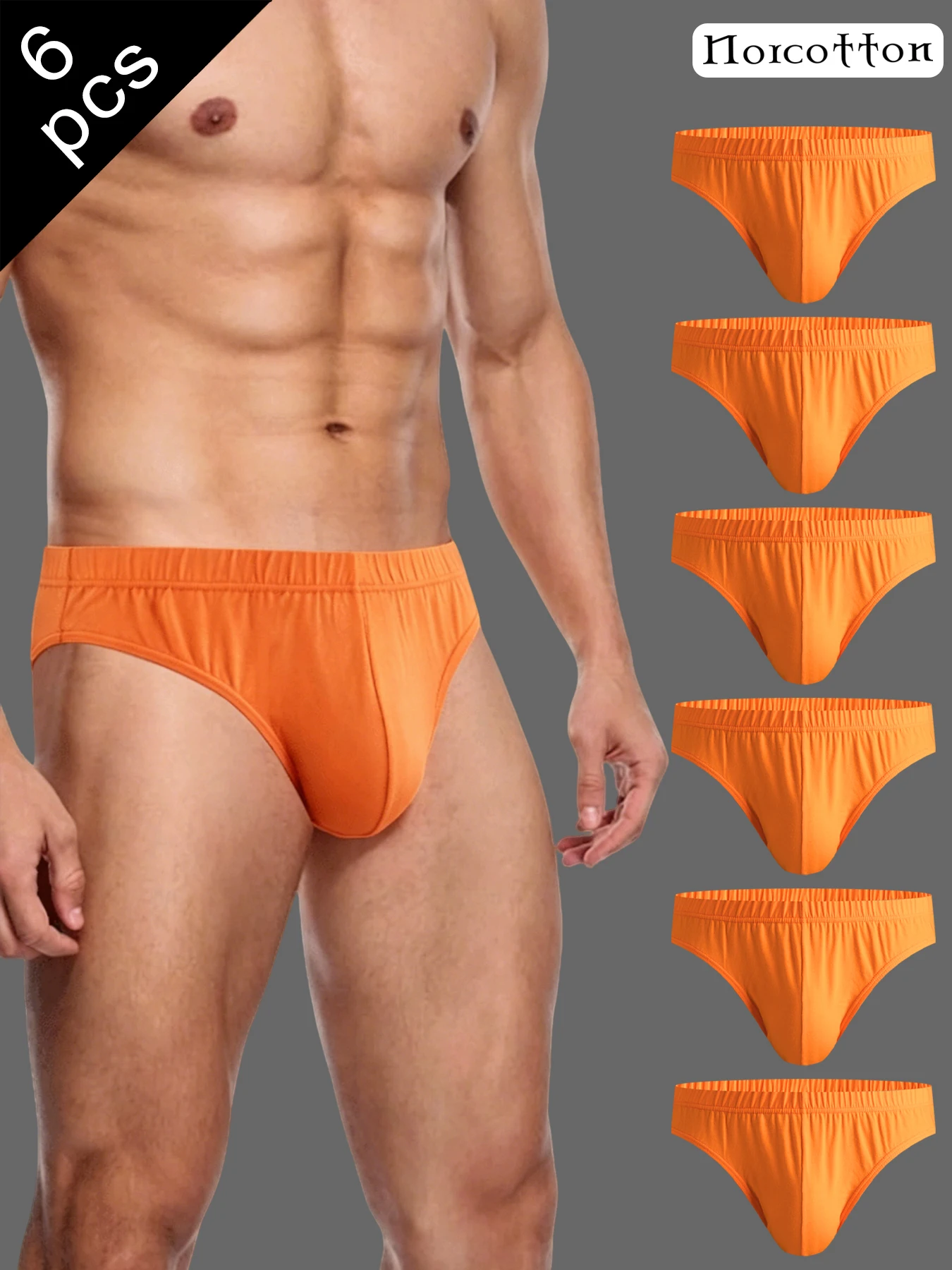 Norcotton 6-Pack Men's Briefs, Available in Stylish Multi-Colors, Slim Fit and Skin-Friendly for Everyday Home Wear