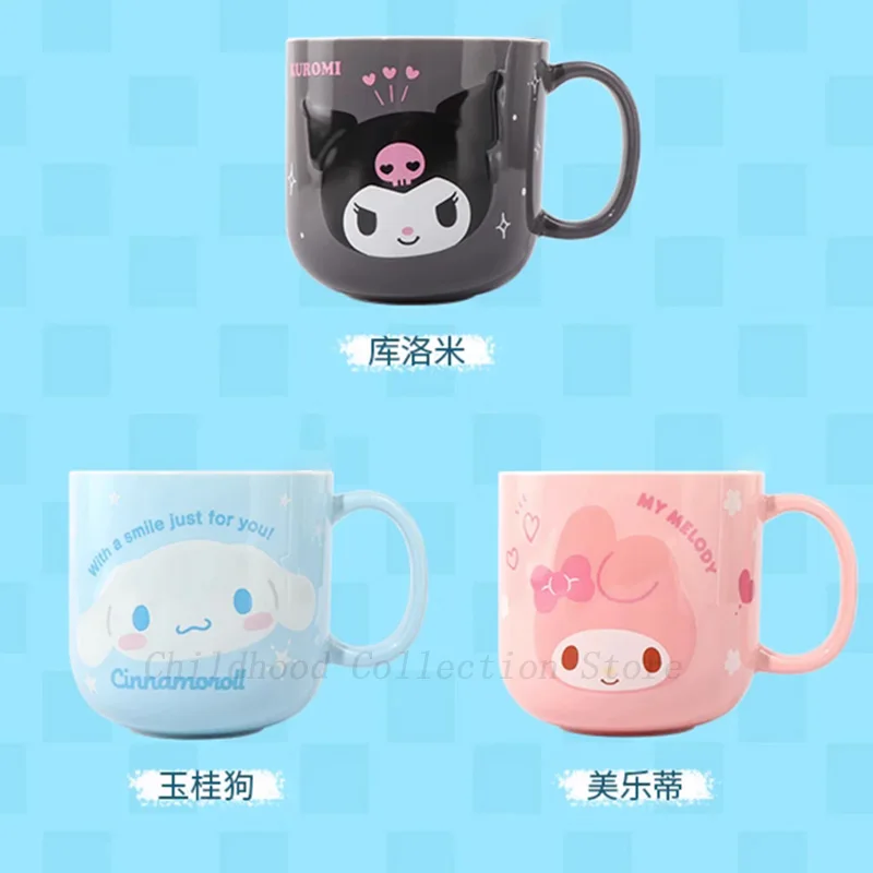 Kawaii Hello Kitty Kuromi melodia Cinnamoroll zabawki figurki akcji uroczy Anime kot pies kubek ceramiczny słodkie prezenty urodzinowe dla dzieci