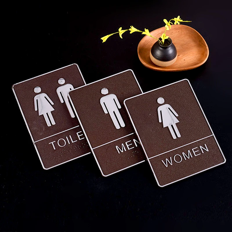 Acrylic Restroom Sign Public Toilet Guide Sign Index Office Hotel Restroom Prompt Sign Men Women Wc Bathroom Sticker