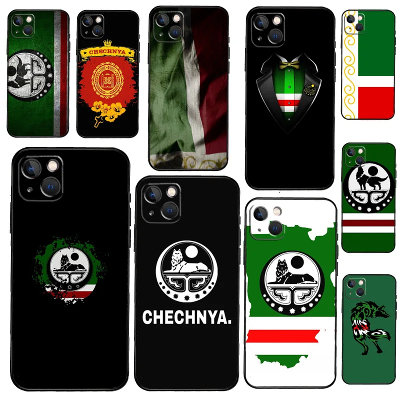 Chechnya Flag Chechen Wolf Case For iPhone 13 11 12 14 15 16 Pro Max XR XS X Plus 13 Mini Bumper Cover Capa