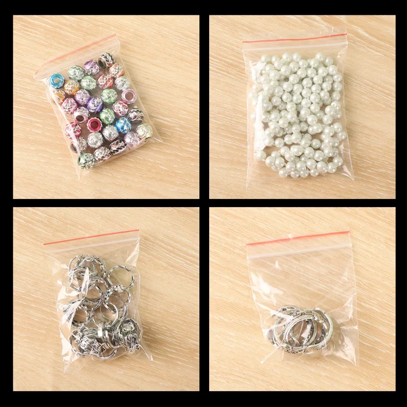 100PCS Transparent Zip Bags Food Jewelry Vacuum Storage Bag Plastic Thicken Reclosable Poly Bags Kitchen Storage Package Bags