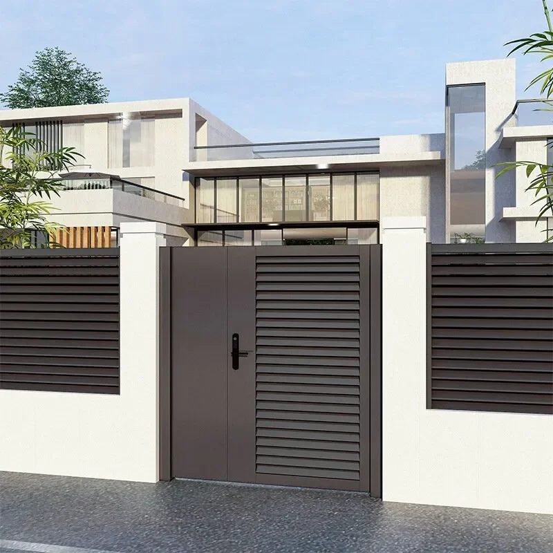 for New Aluminum Art Villa Gate Outdoor Courtyard Door Louver Fence Modern Wind Guardrail Rural Self Built House Garden Door