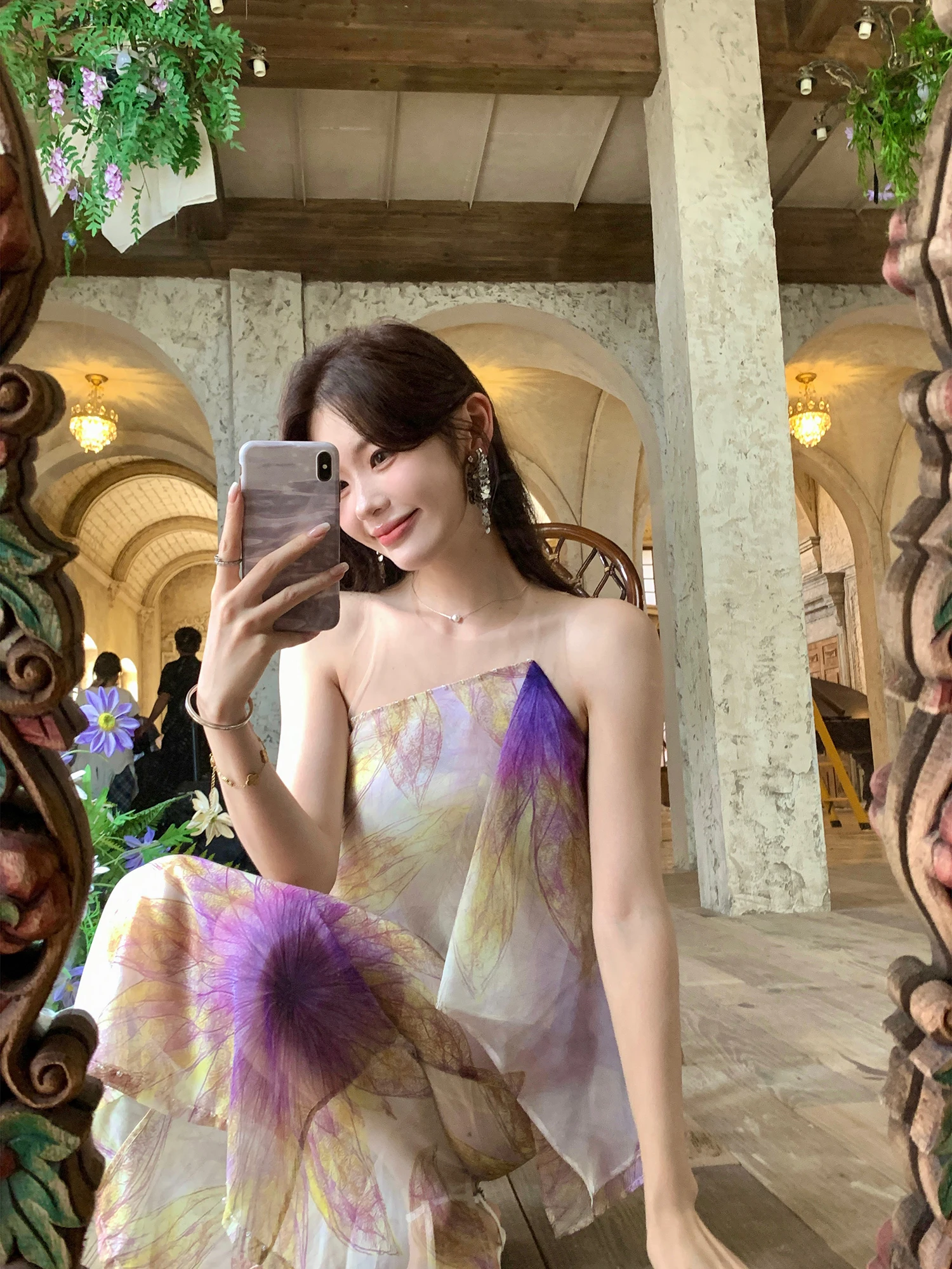 

Женский летний комплект из двух предметов с бисером: модный фиолетовый дизайн «Облако» для создания чувственного и индивидуального образа