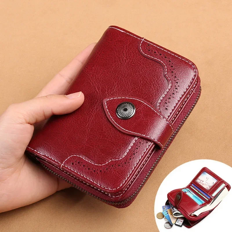 

New Genuine Leather Women Wallet Small Ldies Purses Short Coin Purse for Girls Female Small Portomonee Lady Bolsa Card Holder