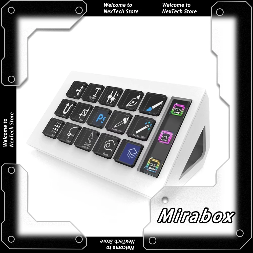

Визуальная клавиатура Mirabox Streamdeck 293s, 15-клавишная геймерская клавиатура, ЖК-кнопка, кнопка контроллера Living, настольный контроллер Win/Macos