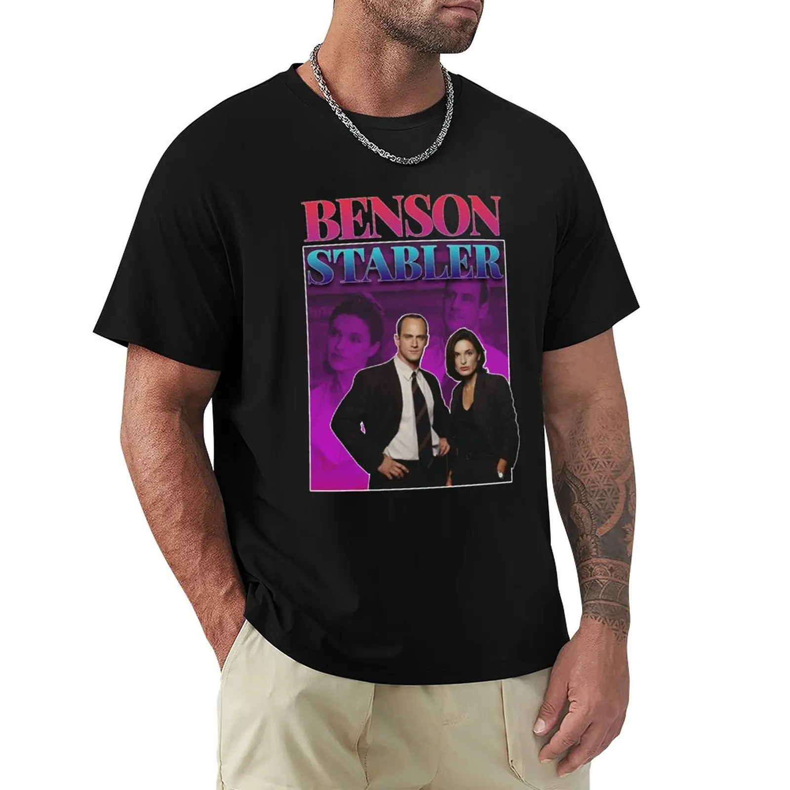 Olivia Benson _amp_ Elliot Stabler 90s Inspired Vintage Homage Custom T-Shirt Sports Basic Short Sleeve T-Shirt