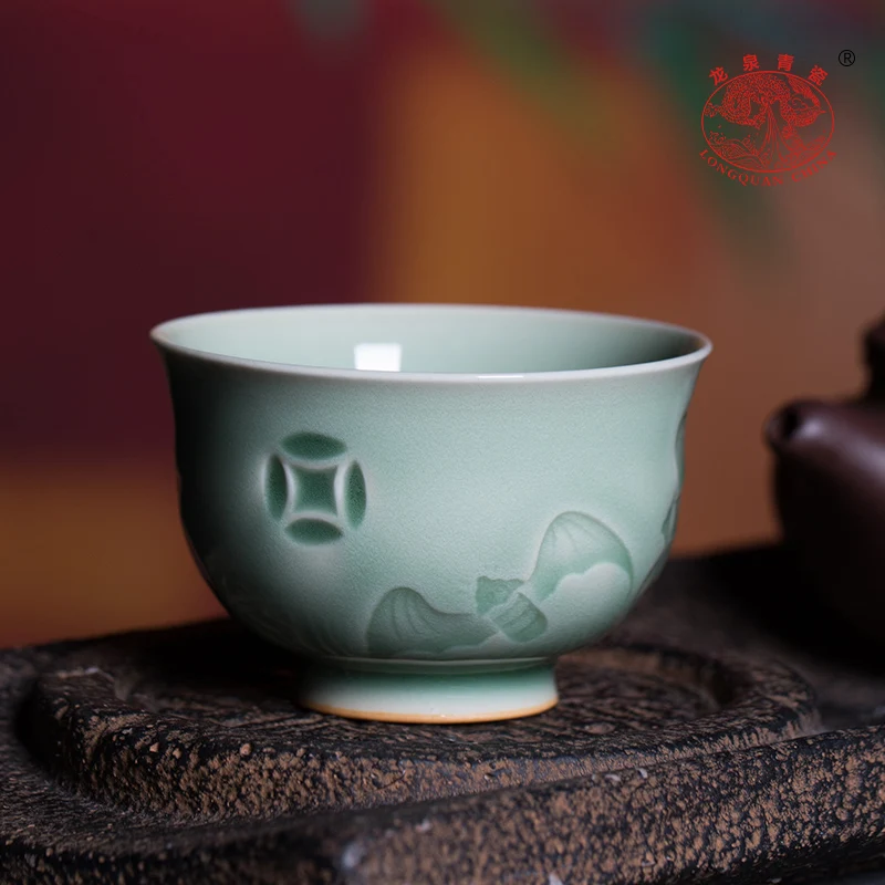 

|Longquan Celadon Official Authentic Products Master Cup Li Maolin Handmade High-End Porcelain Kung Fu Tea Cup Tea Cup