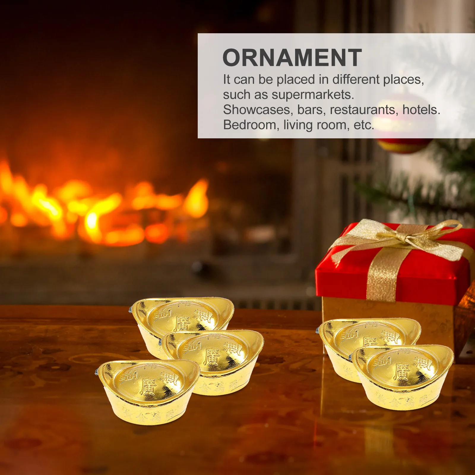 30Pcs Unique Gold Ingot Adorn Fine Workmanship Non Deformable Home Gold Ingot Decor Spring Festival Decor Indoor Outdoor Scene