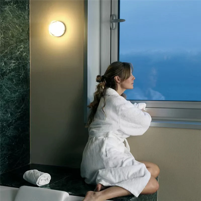 Lampade da parete a LED per comodino camera da letto Lampade da parete rotonde a LED per interni ed esterni Apparecchi di illuminazione per sfondo Luce acrilica