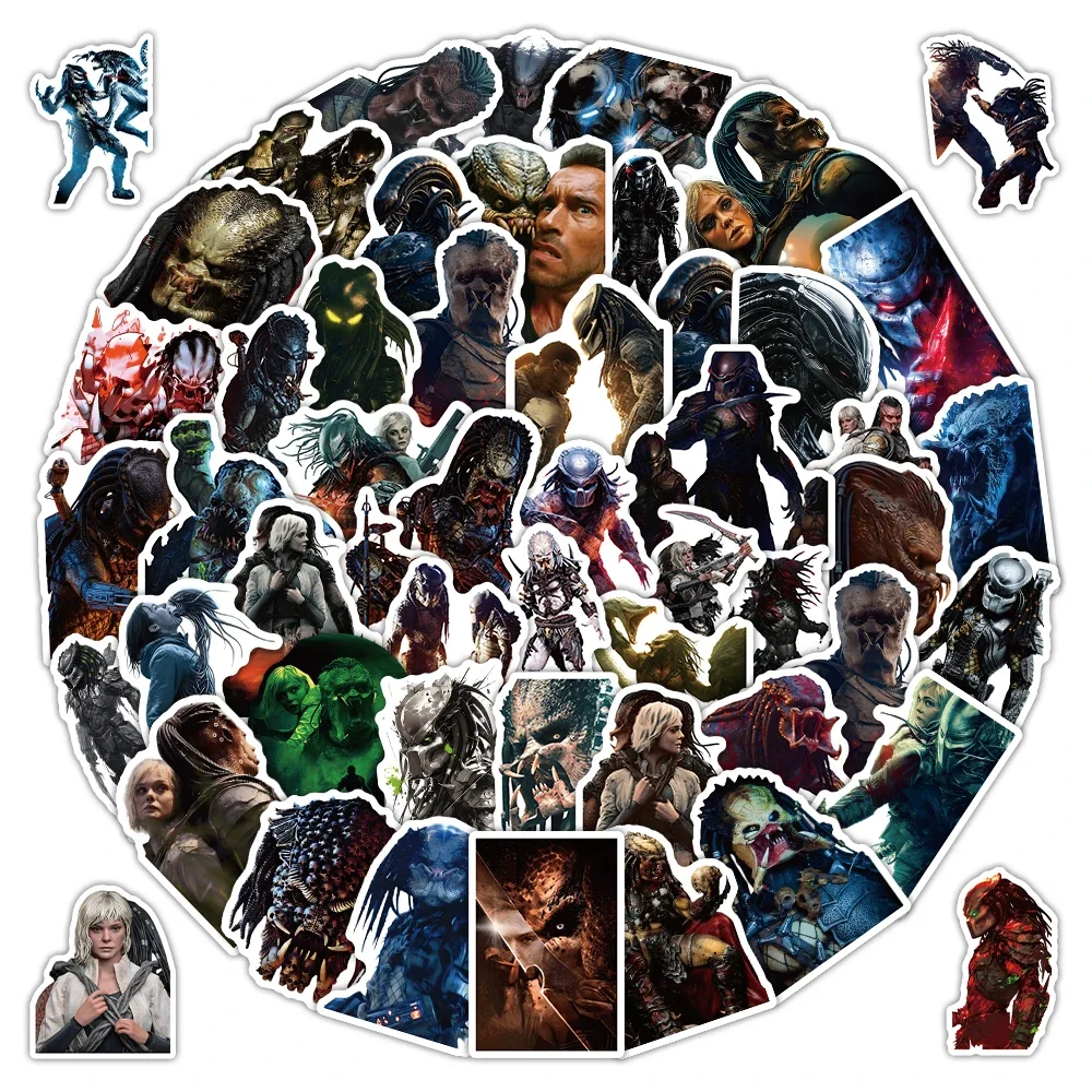 51PCS New Predator Horror Movie Stickers Monster Kids Toy DIY Skateboard Luggage Phone Fridge Car Motorcycle Decals Graffiti